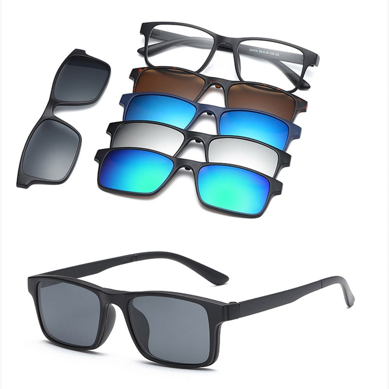 6 In 1 Custom Men Women Polarized Optical Magnetic Sunglasses