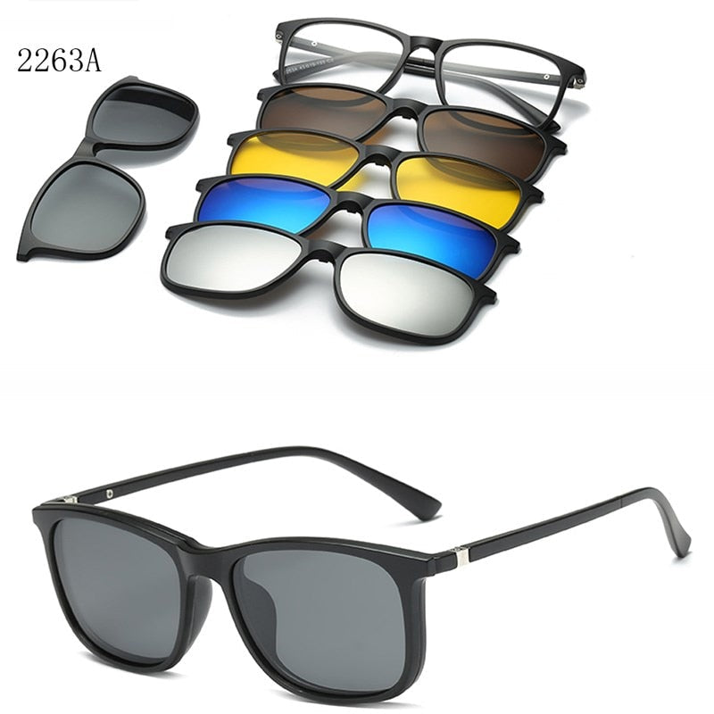 6 In 1 Custom Men Women Polarized Optical Magnetic Sunglasses