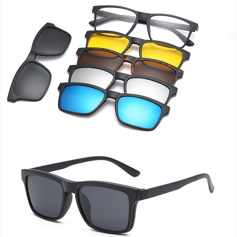 6 In 1 Custom Men Women Polarized Optical Magnetic Sunglasses