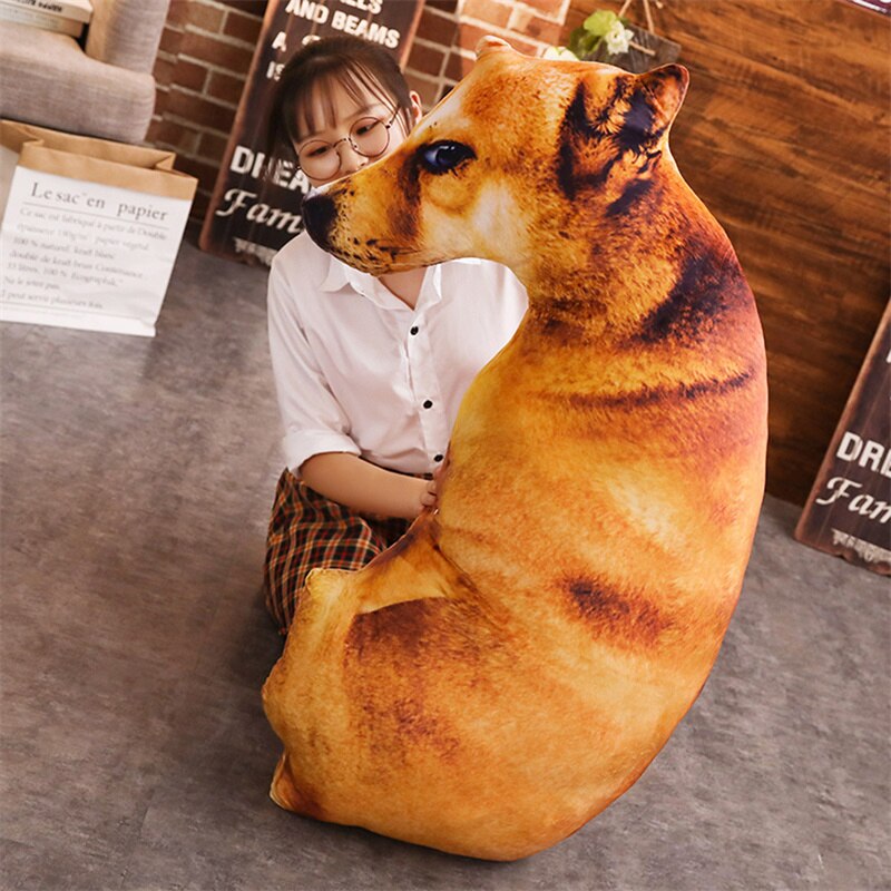 3D Cute Bend Dog Printed Throw Pillow