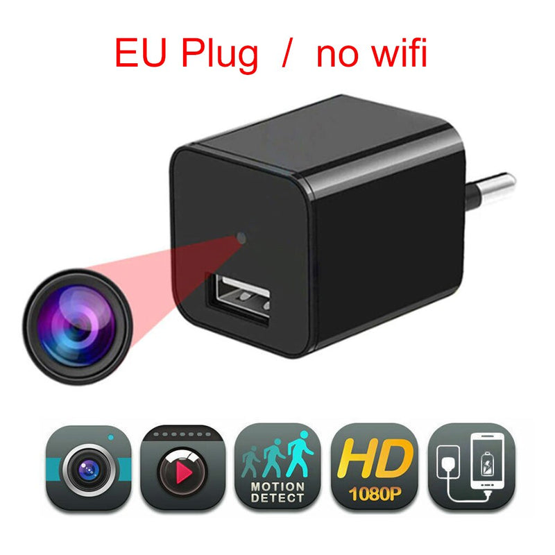 1080P Wifi Mini Camera US/EU Plug Power Wall Charger