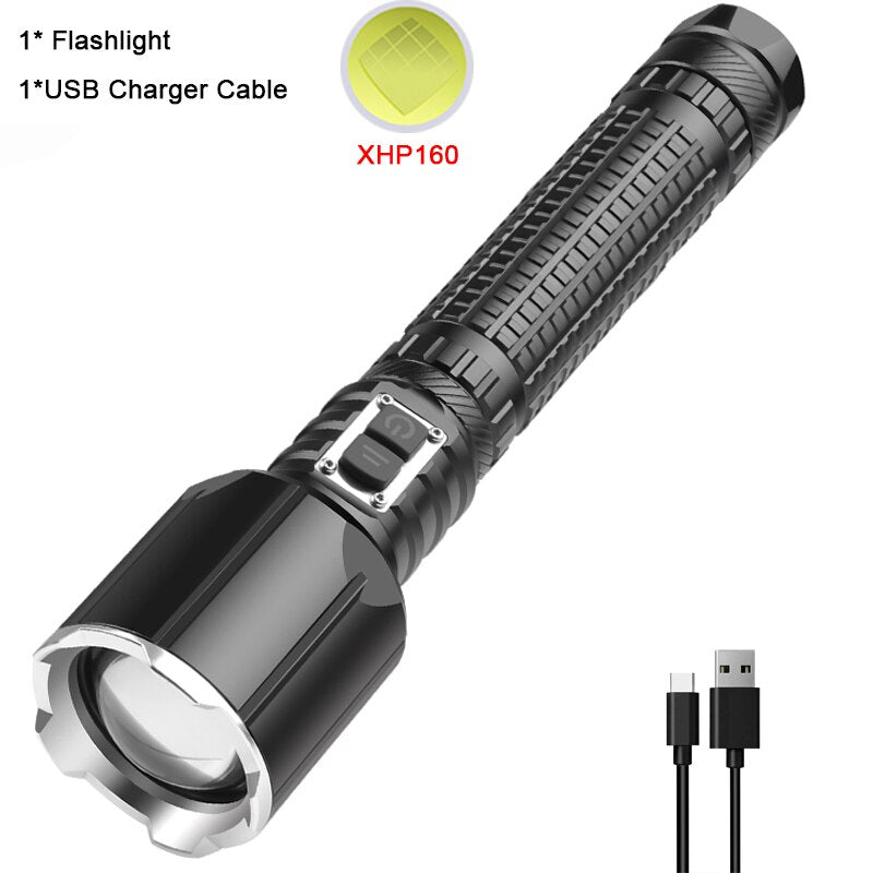 Powerful LED Flashlight Zoomable Torch Rechargeable Flashlights