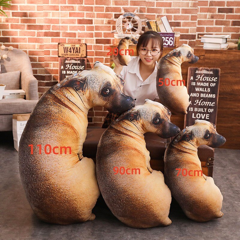 3D Cute Bend Dog Printed Throw Pillow